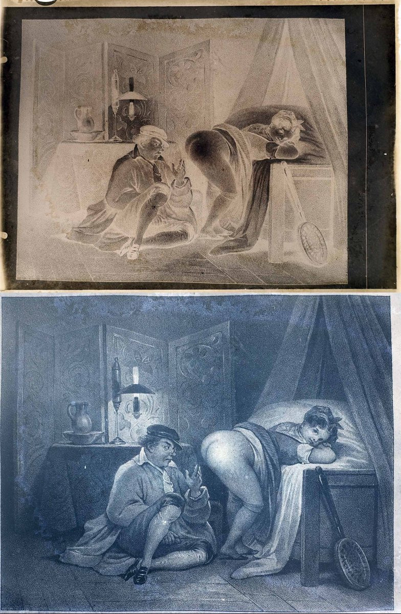 25 Negatives On Glass Erotic Engravings 18th Century-photo-2