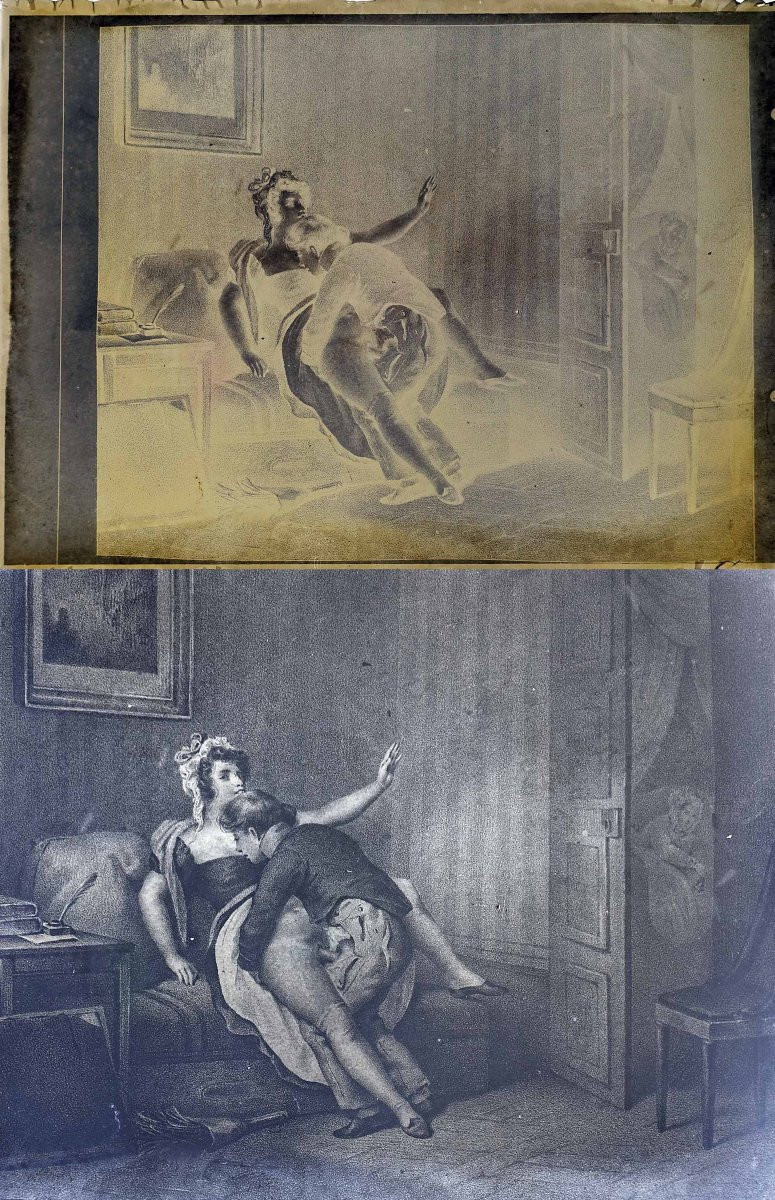 25 Negatives On Glass Erotic Engravings 18th Century-photo-1