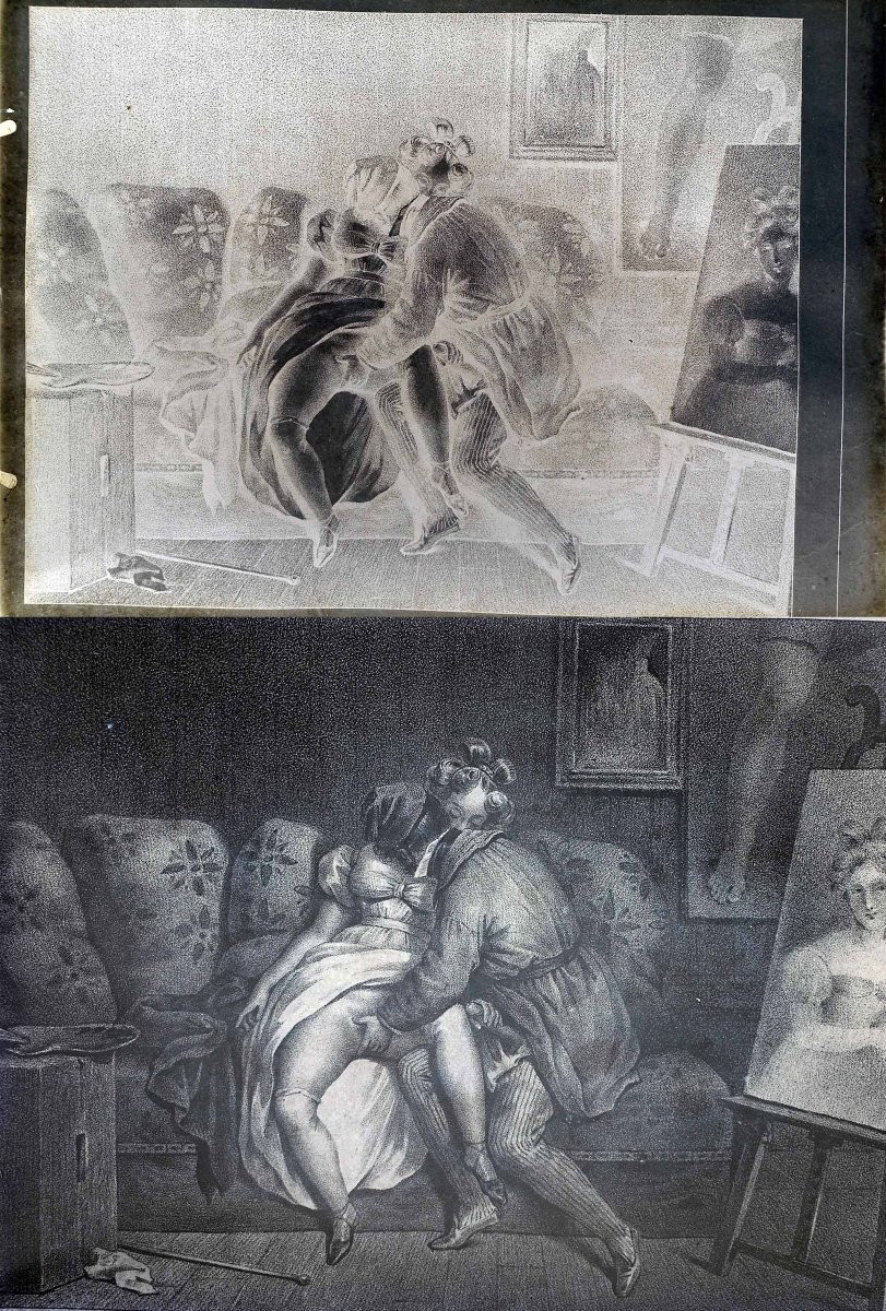 25 Negatives On Glass Erotic Engravings 18th Century-photo-2