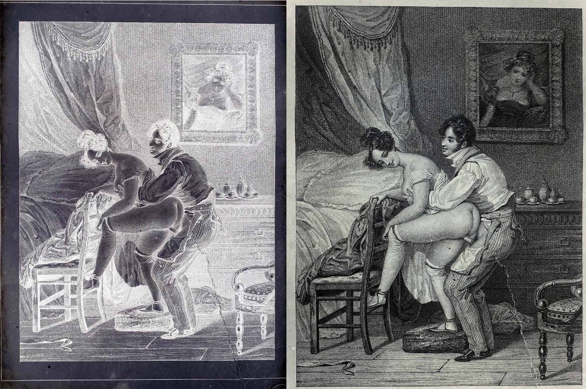25 Negatives On Glass Erotic Engravings 18th Century-photo-3