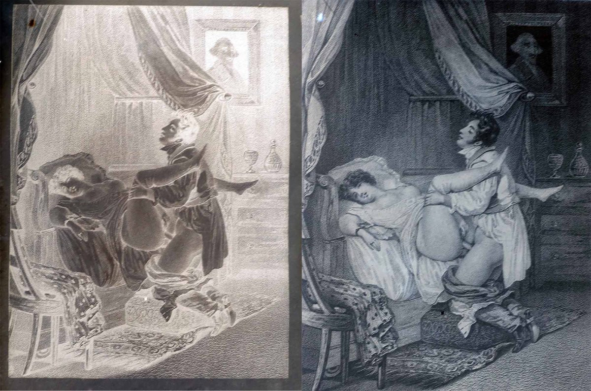 25 Negatives On Glass Erotic Engravings 18th Century-photo-5