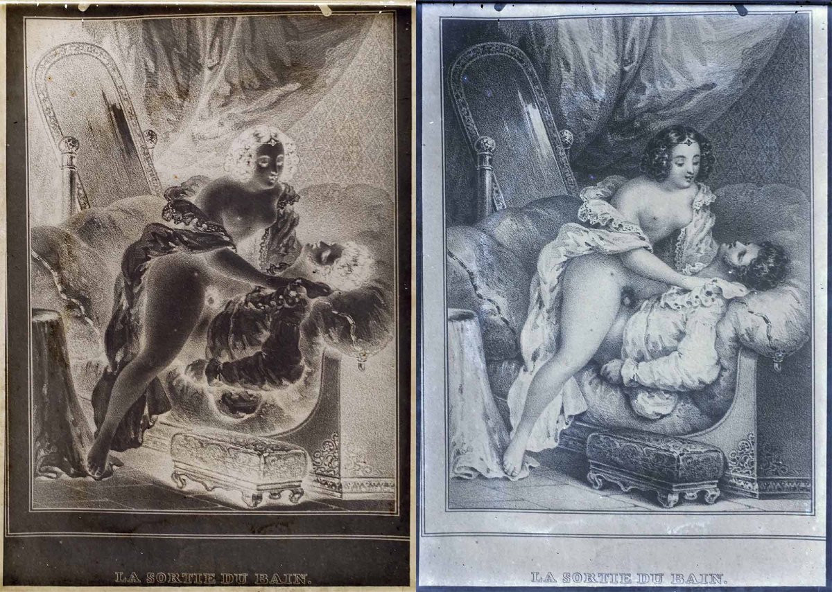 25 Negatives On Glass Erotic Engravings 18th Century-photo-8