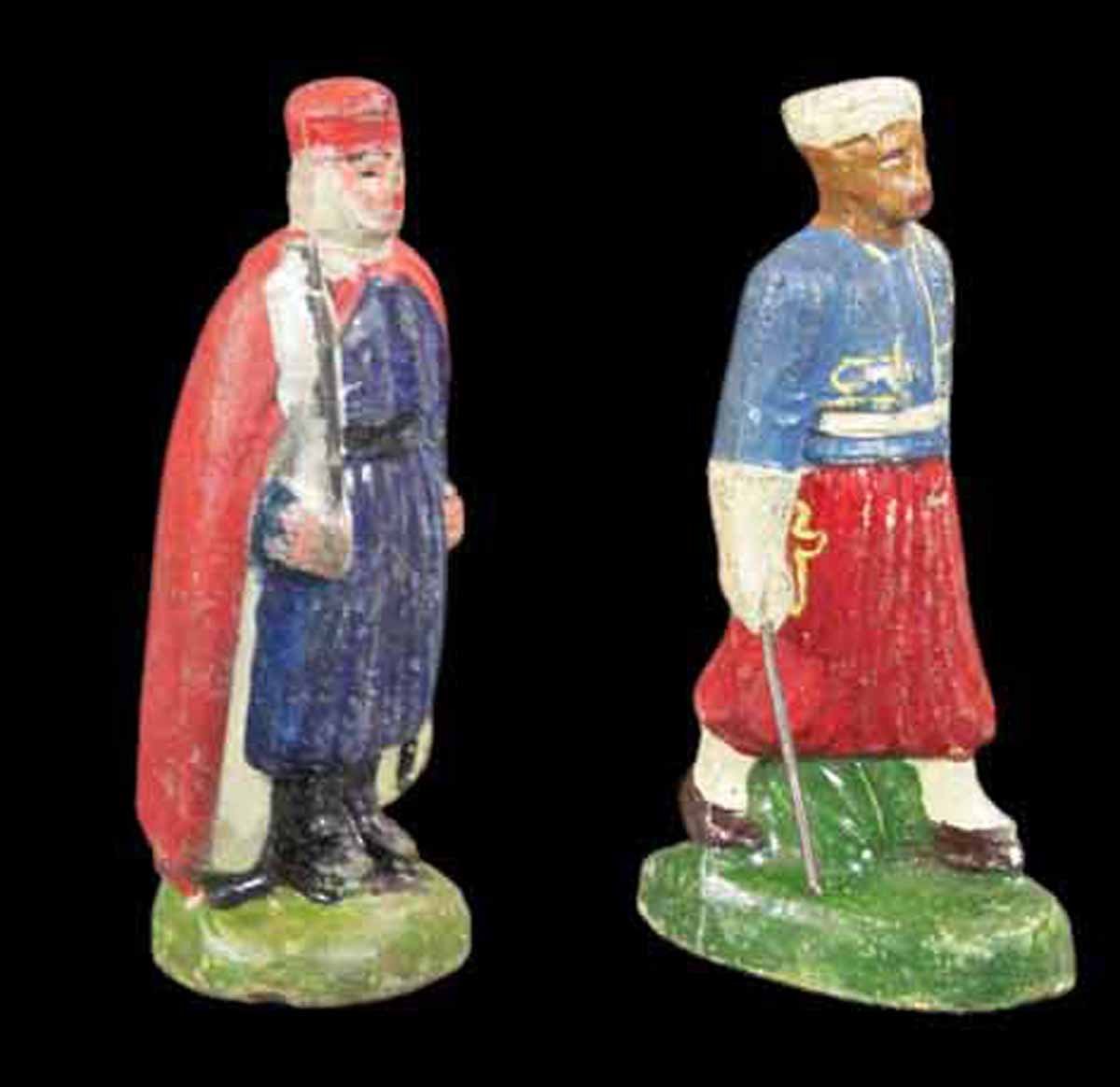 6 spahis en plâtre / antique toy soldier jouet ancien-photo-1