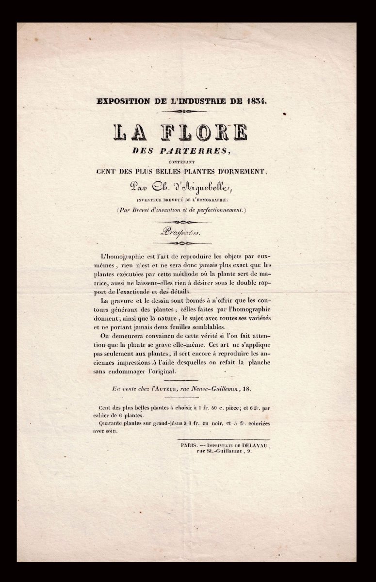 Advertisement: *l'homographie* By Charles d'Aiguebelle, 1834