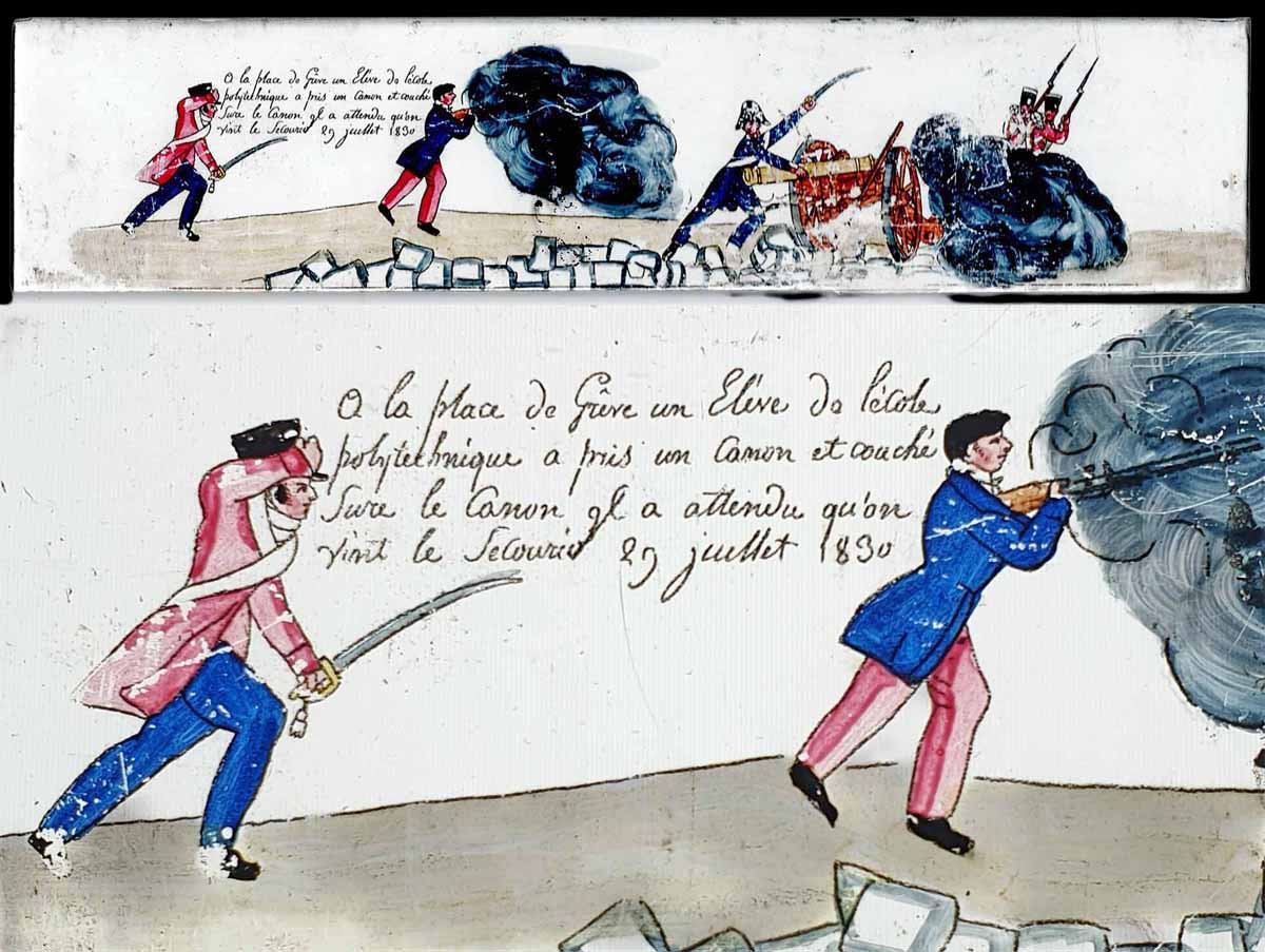 Plaque de lanterne magique 1830 - RÉVOLUTION juillet 1830