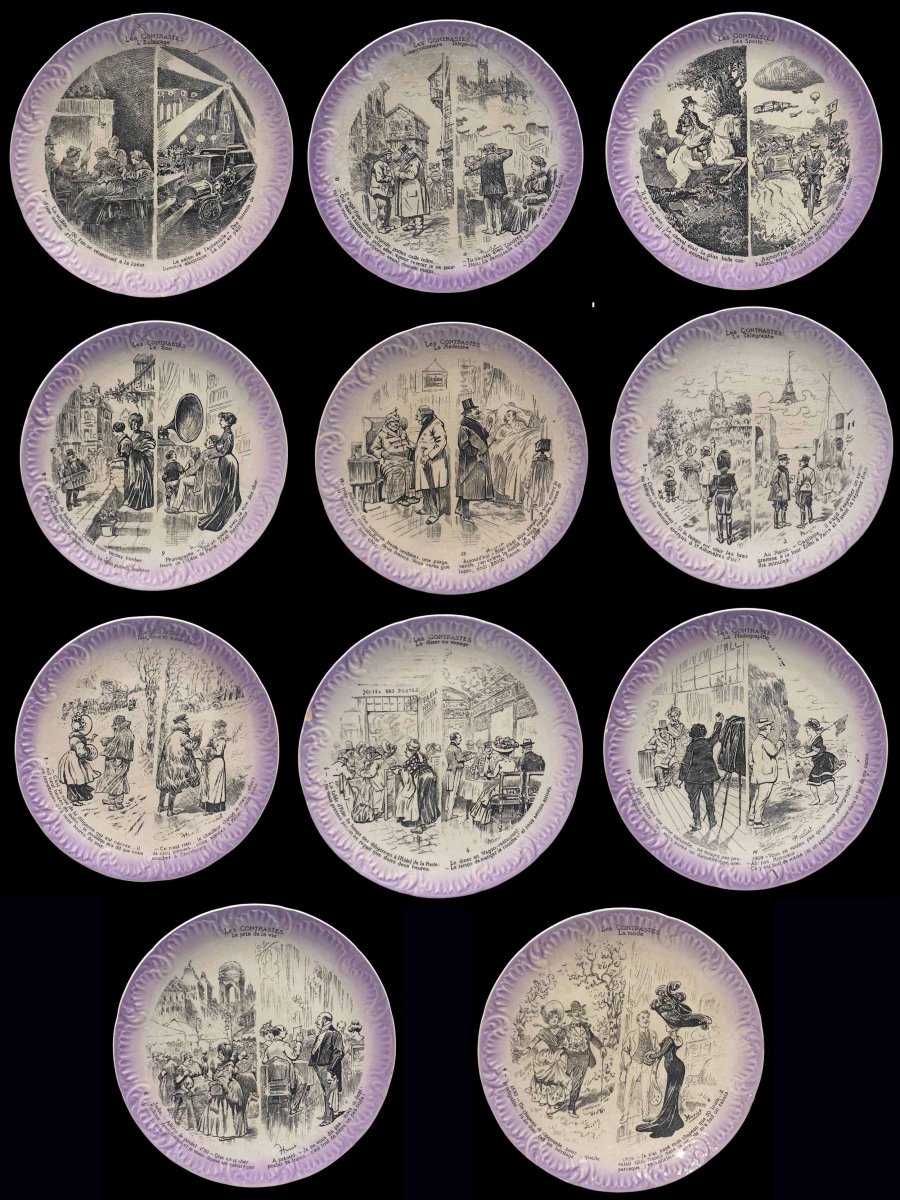 Les Contrastes 11 Plates  Digouin Sarreguemines