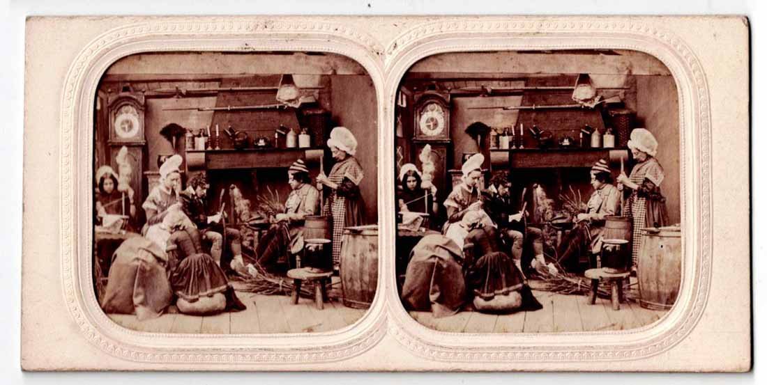vue stéréo SCÈNE DE GENRE - AUTOUR DE LA CHEMINÉE 1860-70-photo-2