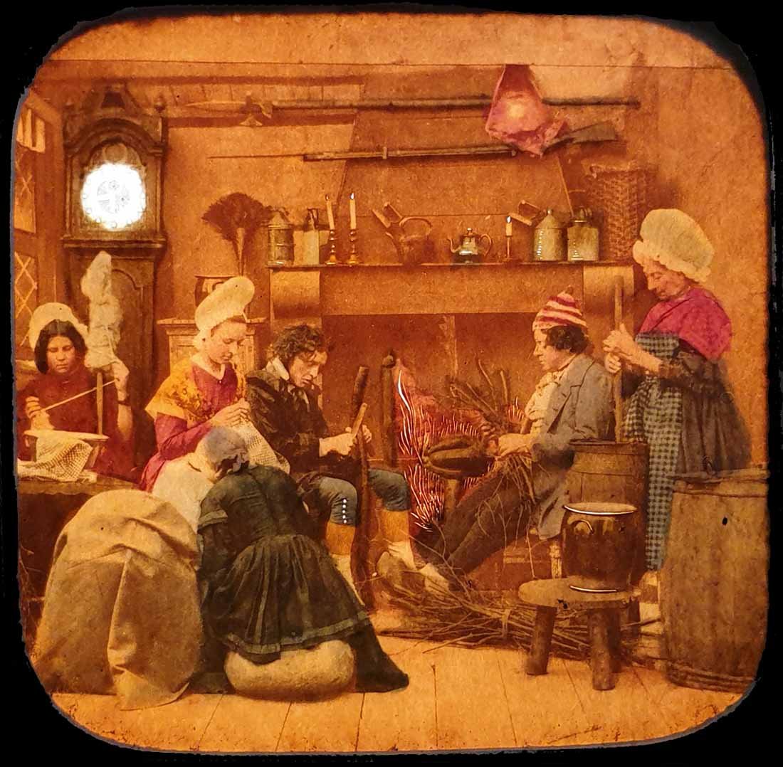 vue stéréo SCÈNE DE GENRE - AUTOUR DE LA CHEMINÉE 1860-70-photo-3
