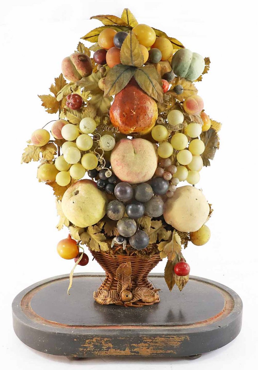 BOUQUET DE FRUITS  trompe-l'oeil XIX ème