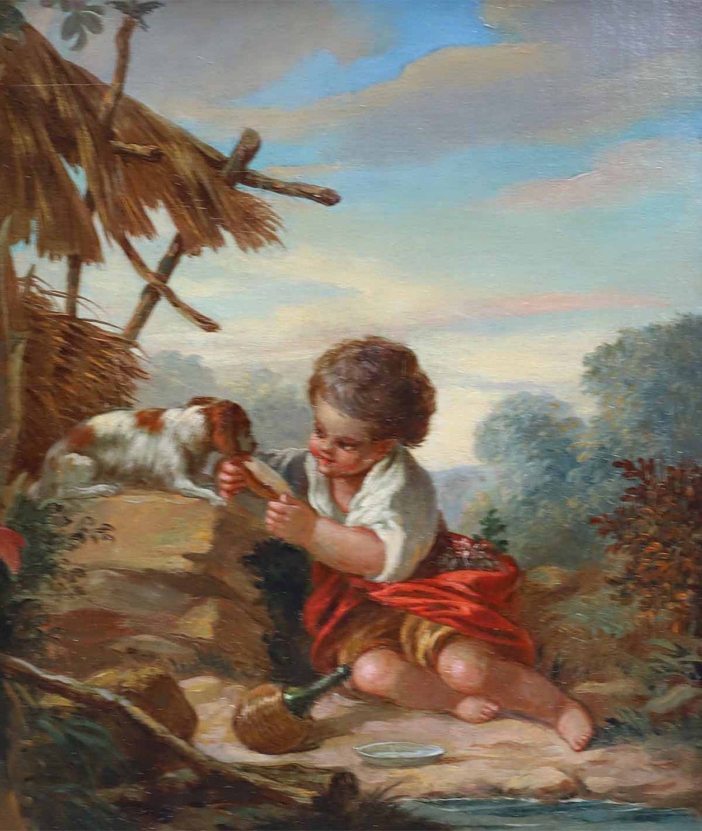 le jeune garçon au chien HsT  vers 1760-photo-4
