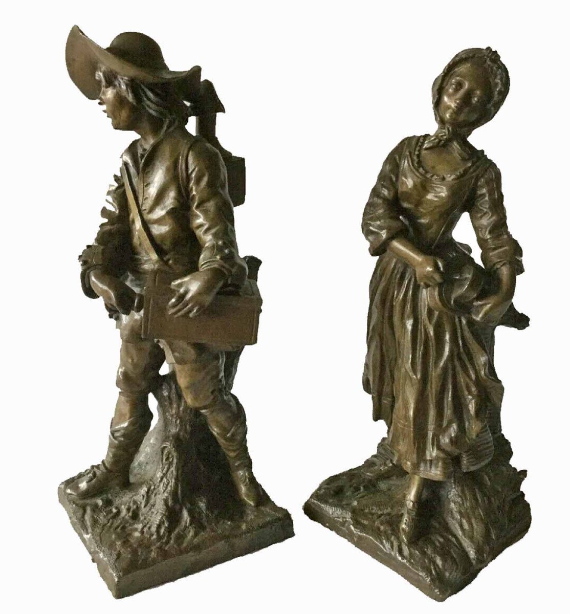 LE COUPLE DE COLPORTEURS  bronzes  Jean LAVERGNE 1852 – 1901