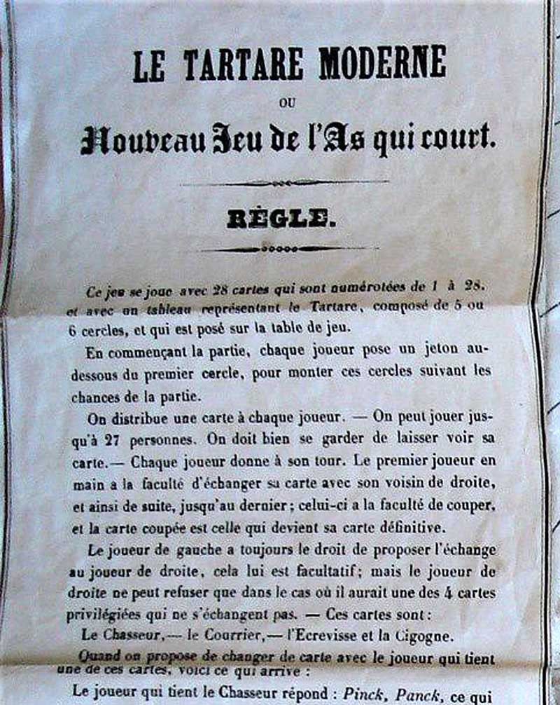 LE TARTARE MODERNE - NOUVEAU JEU DE L'AS QUI COURT vers 1850 -photo-1