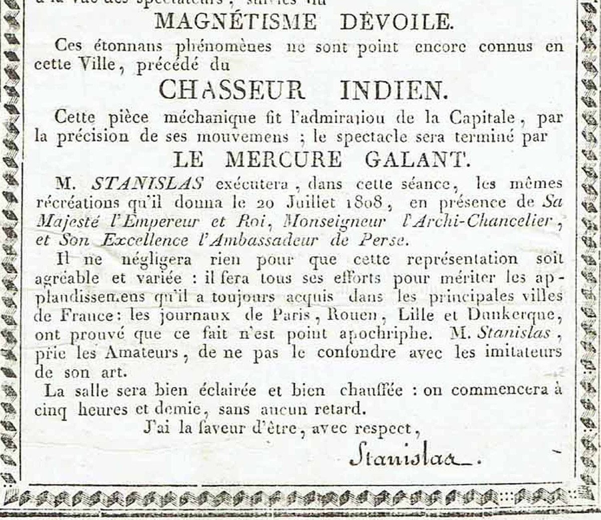 INVITATION de STANISLAS PRESTIDIGITATEUR 1810  -photo-3