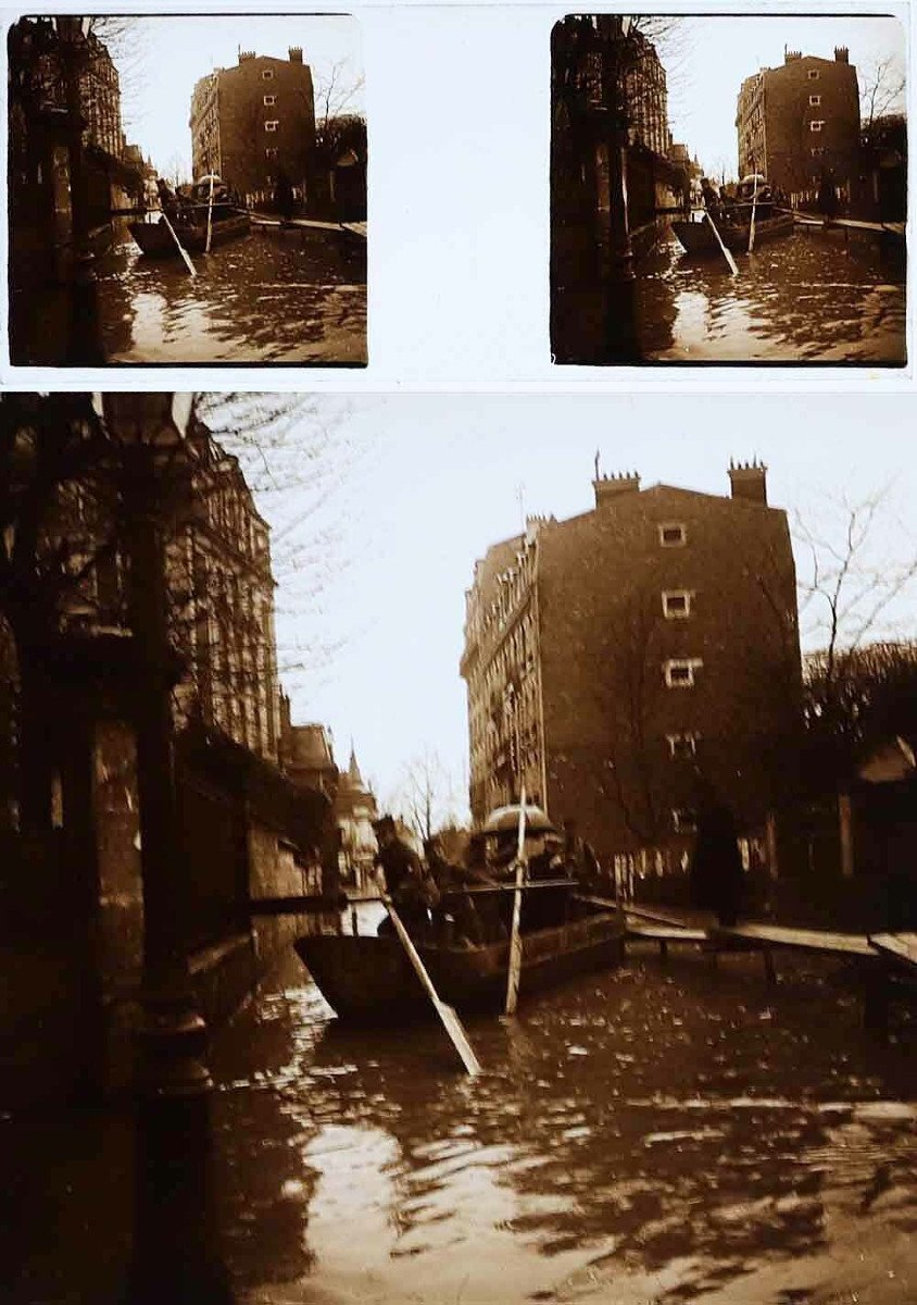 25 photographies stereo INONDATION ASNIERES 1910 -photo-1