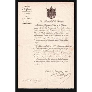 Appointment To The Grade Of Lieutenant Mr D’entraigues 1867 / Marshal Randon