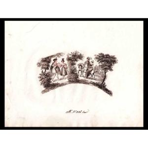 PROJET d'ÉVENTAIL 2 couples : BELLEVILLE Jean-Pierre 1833