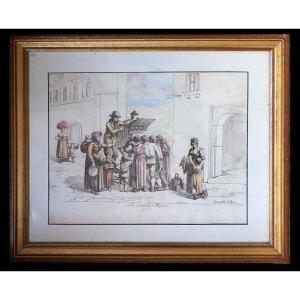 GRAVURE PINELLI 1809 LA LANTERNA MAGICA