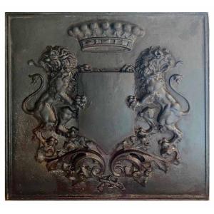 PLAQUE DE CHEMINÉE XVII ème emblème COMTAL