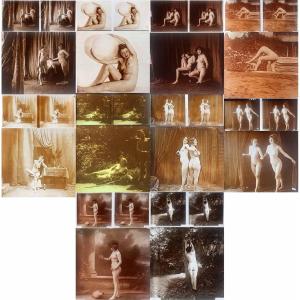 10 photographies sur verre Nu stéréo vers 1900 