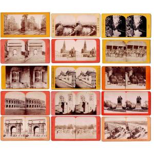 35 Stereoscopic Photos, Various Subjects. 8.5 X 17 Cm.