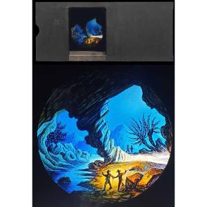 Plaque lanterne magique 1860 ENTRÉE DE LA GROTTE HOTON BELGIQUE