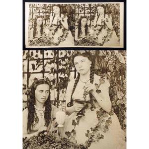 PHOTO STÉRÉO ÉROTIQUE DE NU FÉMININ vers 1900