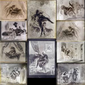 25 Negatives On Glass Erotic Engravings 18th Century