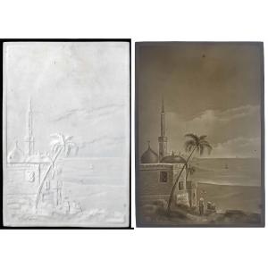 Lithophane 1850 - Mosque By The Sea