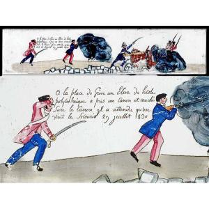 Plaque de lanterne magique 1830 - RÉVOLUTION juillet 1830