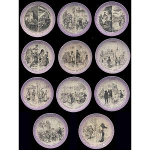 Les Contrastes 11 Plates Digouin Sarreguemines