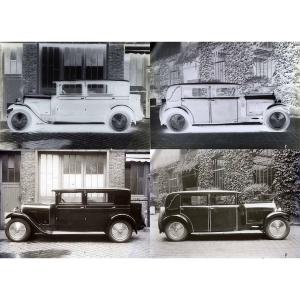 4 Negative Photos Of Cars Around 1920 24 X 18 Cm