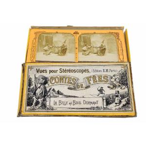 LA BELLE AU BOIS DORMANT   6 vues stéréoscopiques polyoramiques vers 1860