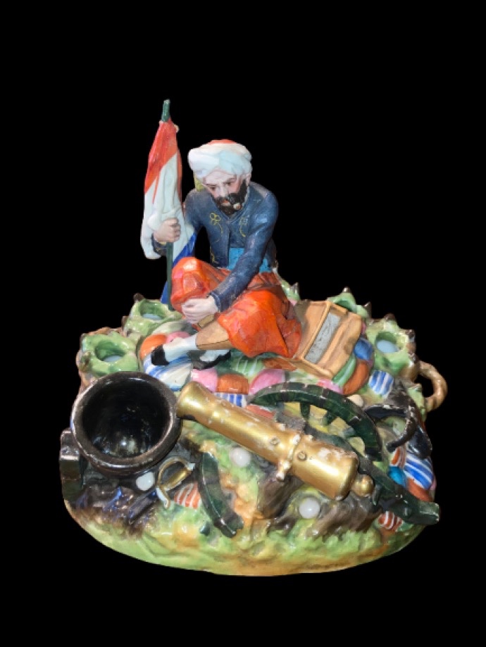 Boîte à Encrier Française Legione Straniera XIXe Siècle Céramique Militaire Ottomane
