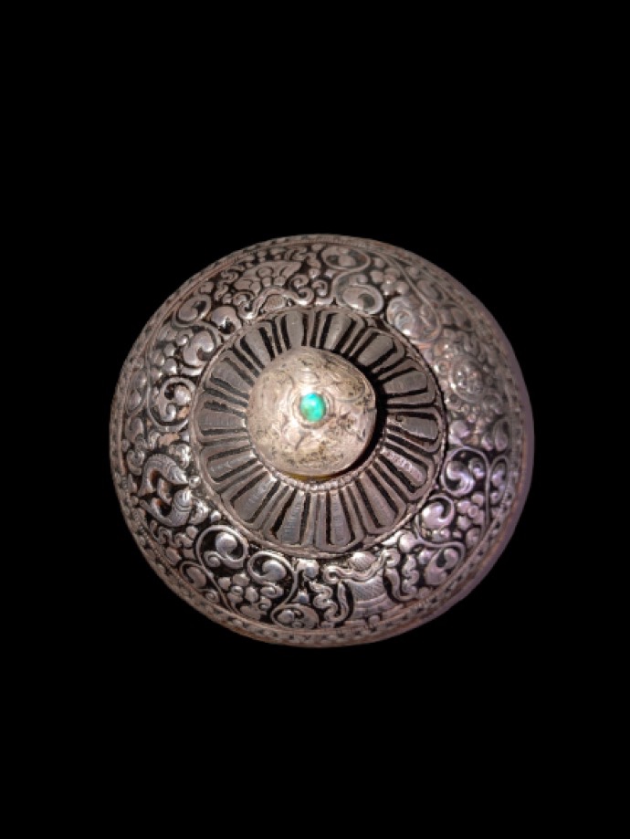 Porte-baume Tibétain En Ambre Et Argent, XIXe Siècle-photo-4