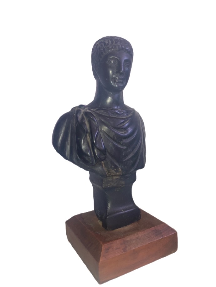 Antique Black Marble Bust Of A Roman Empereur -photo-2