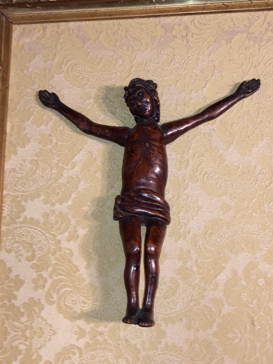 Antique Wooden Crucifix In Frame XVI Style -photo-2