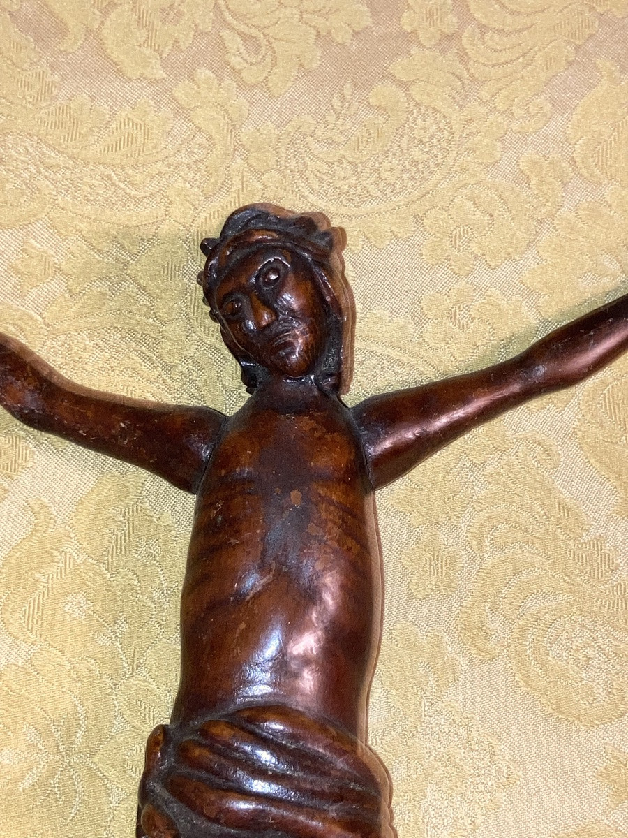 Antique Wooden Crucifix In Frame XVI Style -photo-3
