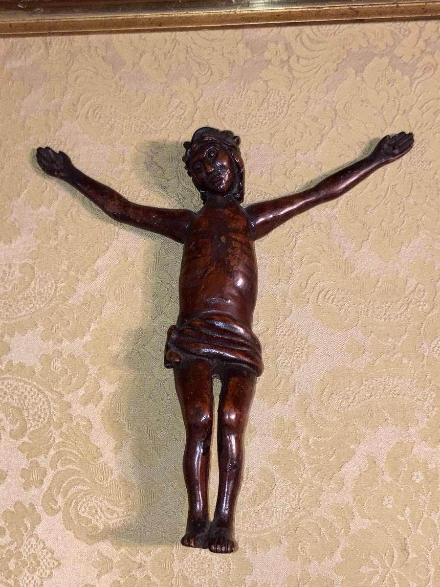 Antique Wooden Crucifix In Frame XVI Style -photo-4