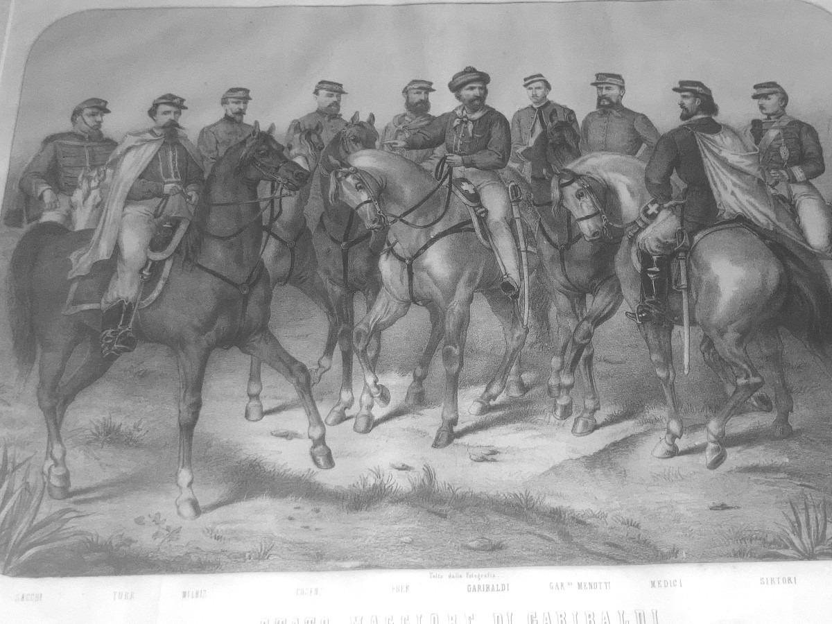 A Fine Antique 19th Garibaldi And His Generals In Frame 