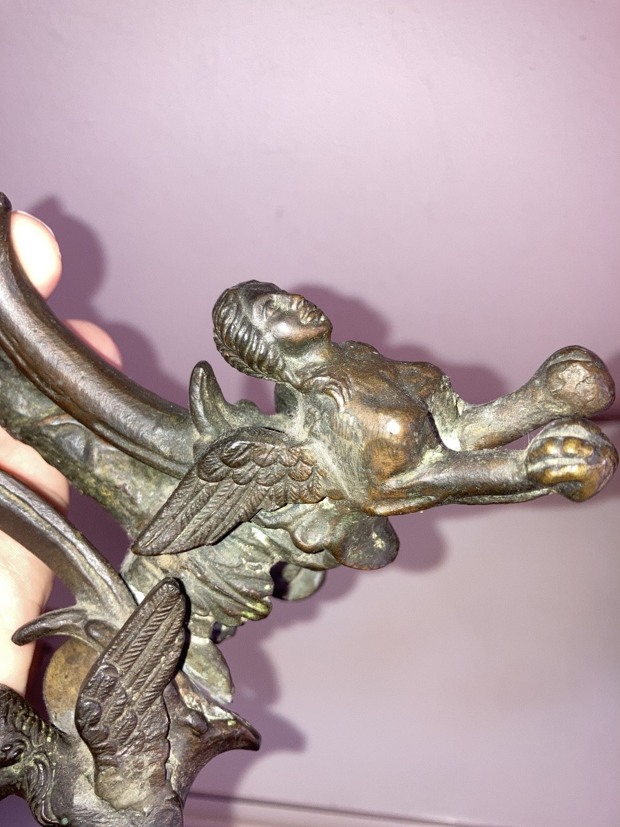 Chandelier en bronze italien du XIXe siècle-photo-3