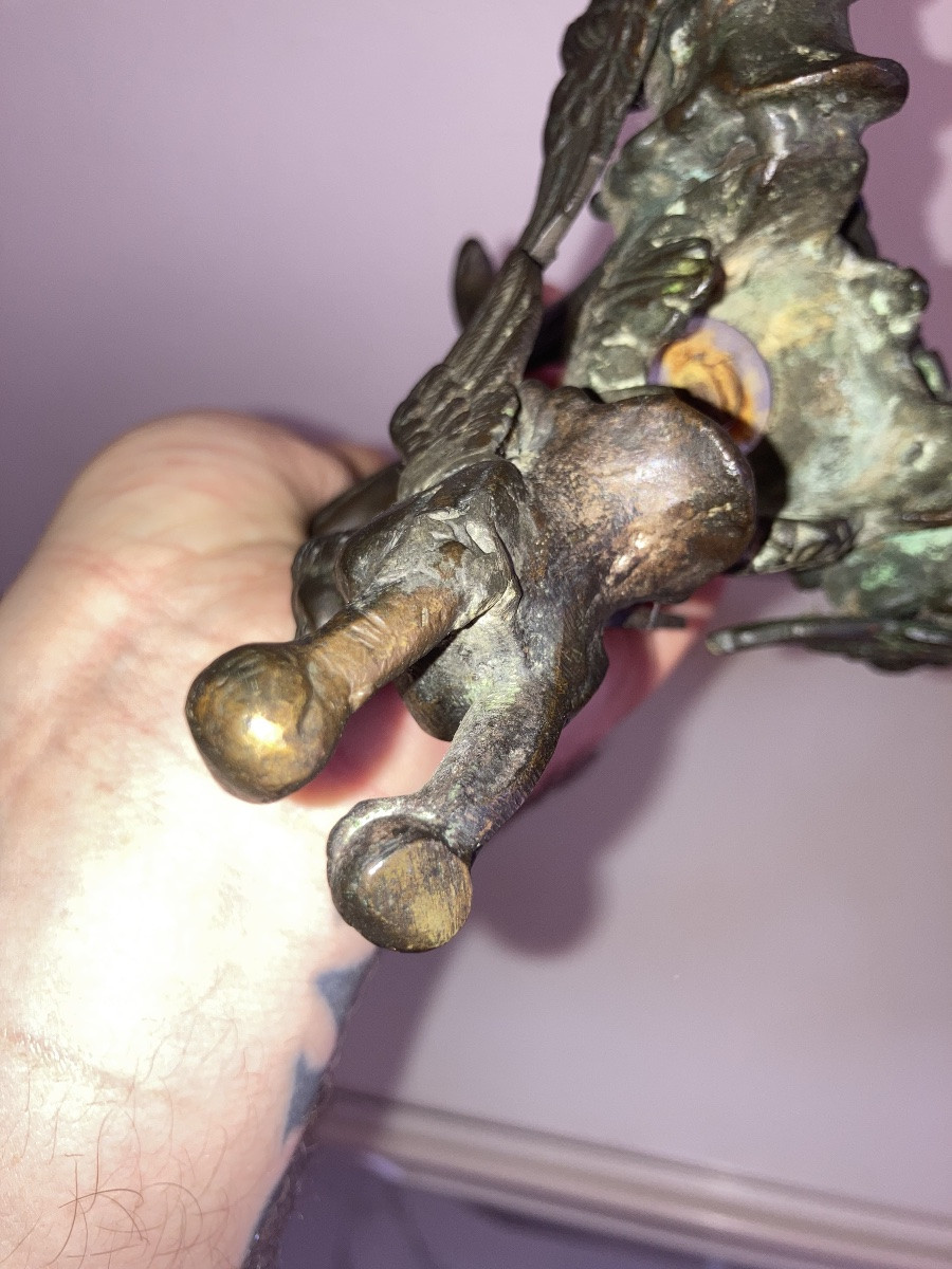 Chandelier en bronze italien du XIXe siècle-photo-4