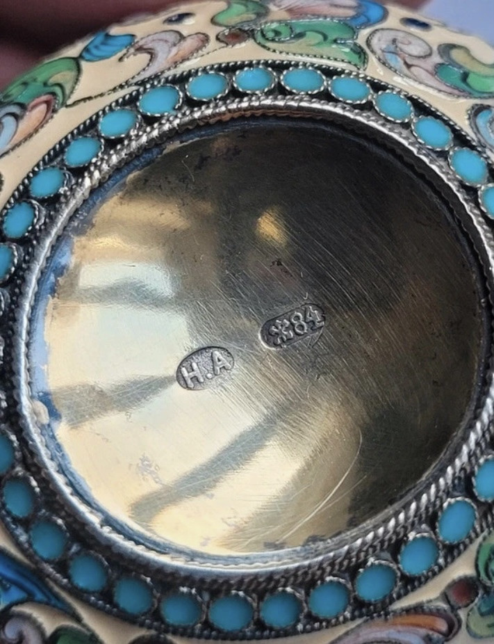 Kovsh Russian Silver Enemel Moscow 19th -photo-3