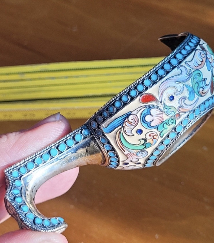 Kovsh Russian Silver Enemel Moscow 19th -photo-4