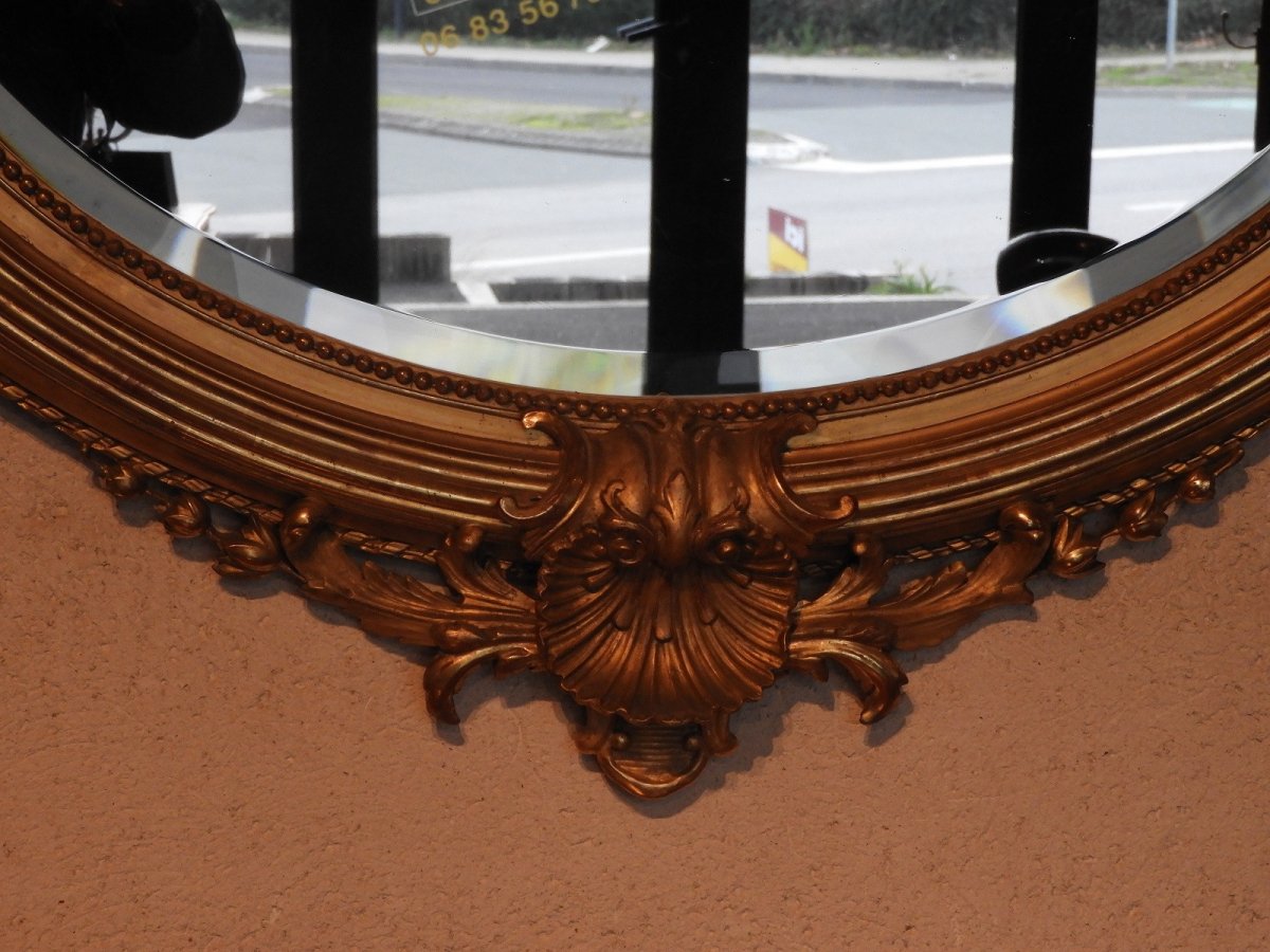 Miroir Louis XV Ovale  En Bois Doré -photo-4