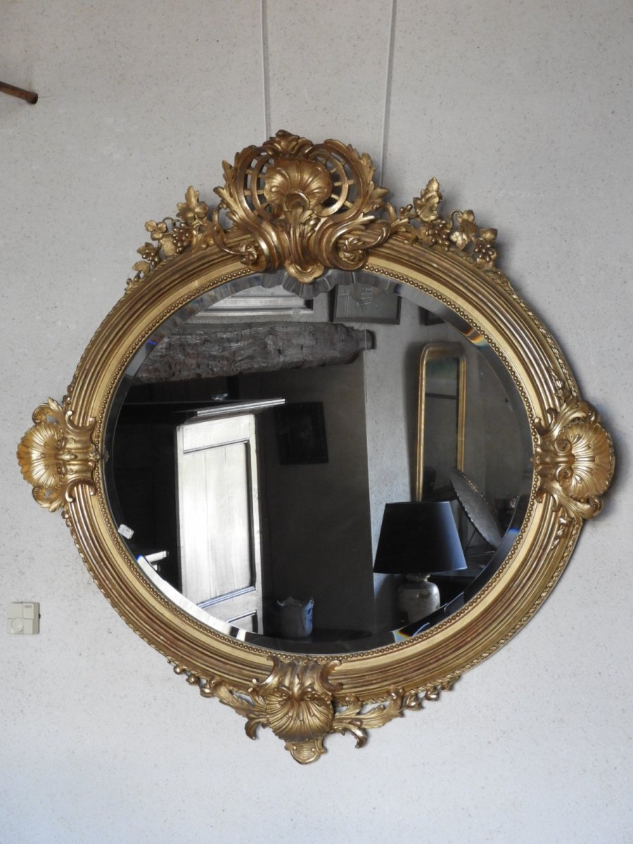 Miroir Louis XV Ovale  En Bois Doré 