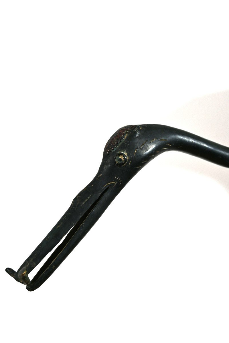 Pair Of Herons In Chiseled Bronze With Green Patina, 20th Century (1970s)-photo-1