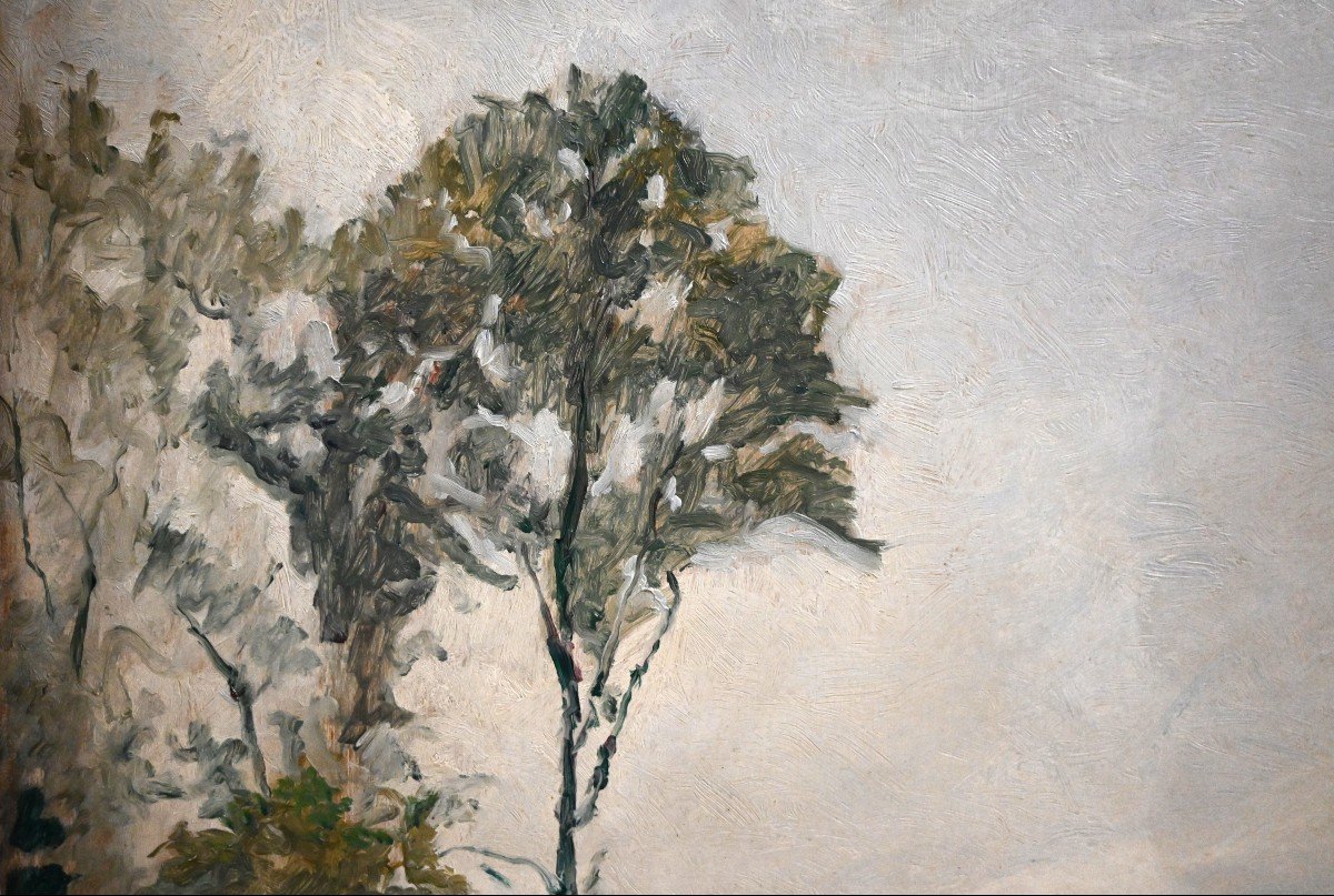 Georges Billaudot (paris, 1868-1951), Au Jardin, Huile sur panneau de bois, signée en bas-photo-4