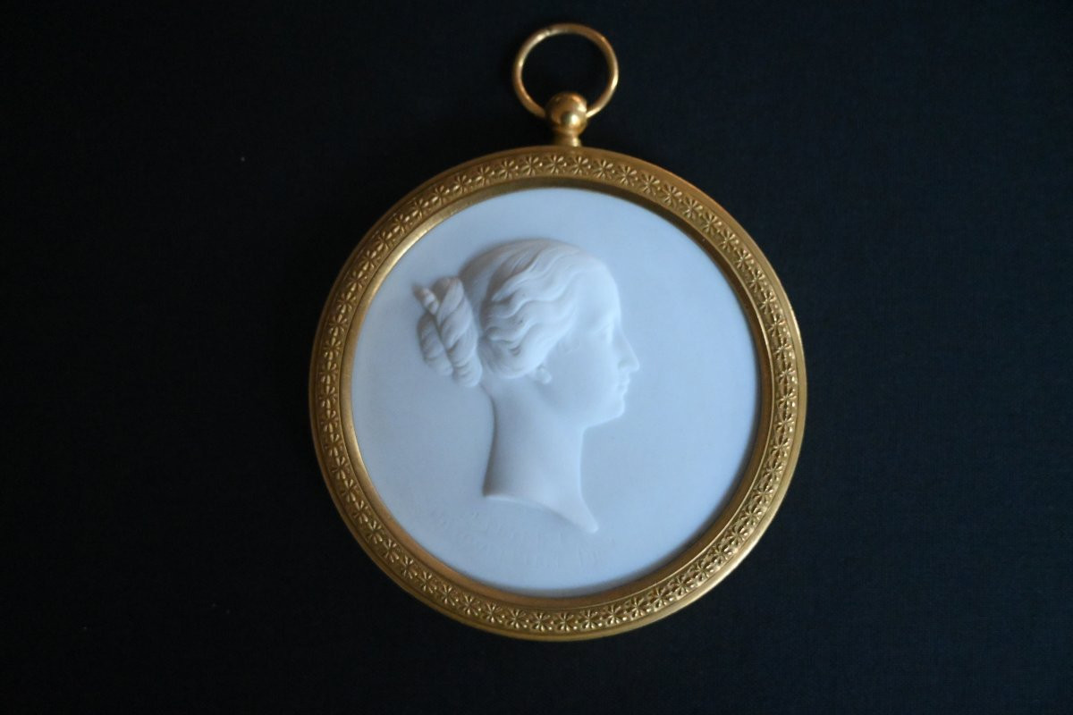 Paire De Médaillons En Biscuit De Sèvres, Représentantnapoléon III Et d'Eugénie-photo-4