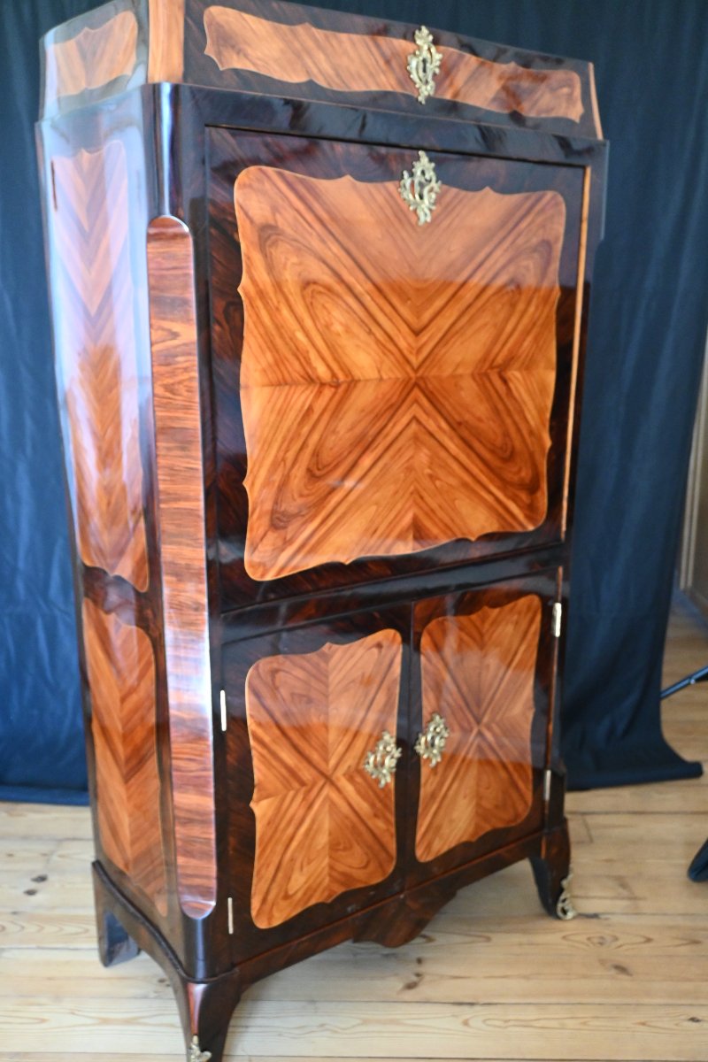 Secrétaire en bois de placage d'époque Louis XV, estamillé Schlichtig-photo-4