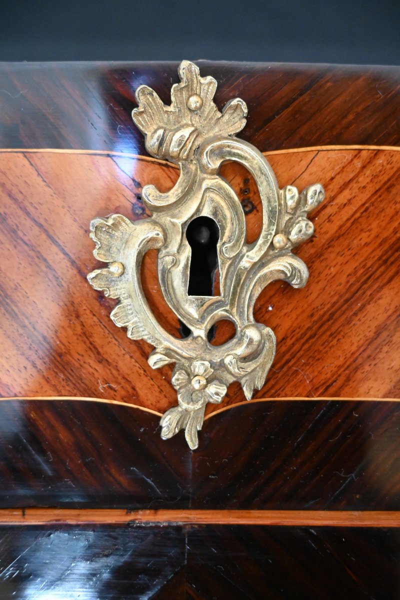 Secrétaire en bois de placage d'époque Louis XV, estamillé Schlichtig-photo-7